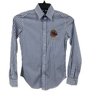 Ralph Lauren Blue and White Striped Button Down Shirt